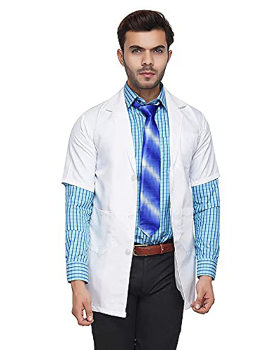 Unisex Polycotton Half Sleeves Lab Coat Wrinkle Resistant