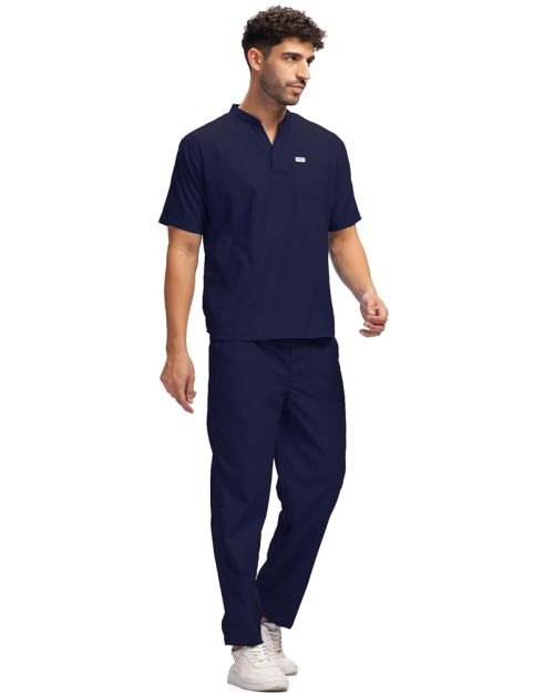 Classic Men’s 5-Pocket Mandarin Collar Scrub Suit