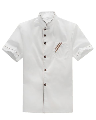 Comfortable Durable Washable Comfort Fabric Kitchen Chef Clothing Cook Uniform Short Sleeves Shirt