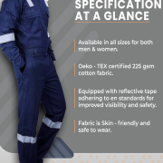 Blue Casual Style Boiler Suit 100% Cotton