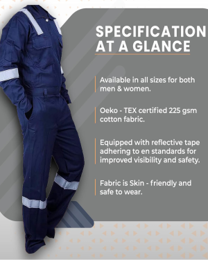 Blue Casual Style Boiler Suit 100% Cotton