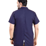 Polyester Blend Fabric Half Sleeves Professional Blue Lab Coat