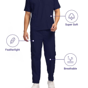 Classic Men’s 5-Pocket Mandarin Collar Scrub Suit