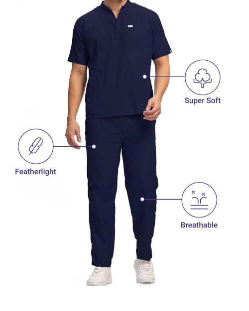 Classic Men’s 5-Pocket Mandarin Collar Scrub Suit