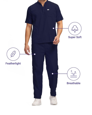 Classic Men’s 5-Pocket Mandarin Collar Scrub Suit