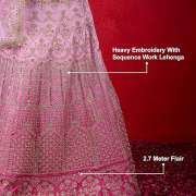 Women’s Satin Sequin Embroidery Bridal Lehenga Choli with Net Dupatta