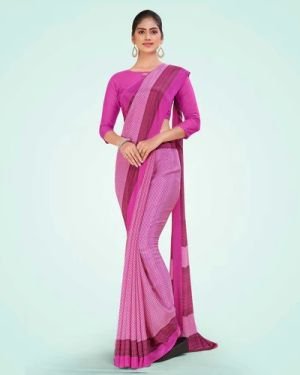 Levender pink Women’s Premium Italian Silk Small Butty Industrial Uniform Saree – Navy Blue