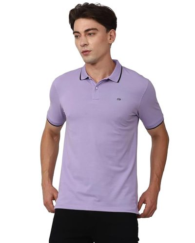 Men’s Snug Fit Solid Polo T-Shirt with Coloured Collar Tipping Cotton Rich