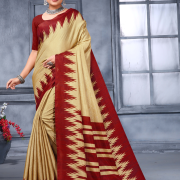 Katrela Women’s Maroon and Gold Soft Silk Saree With Engaging Blouse Piece