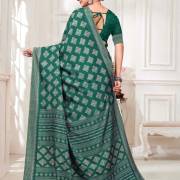 Katrela Women’s Myrtle Green with Diamond Design Soft Silk Cotton Saree With Blouse Piece