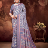 dark blue grey saree