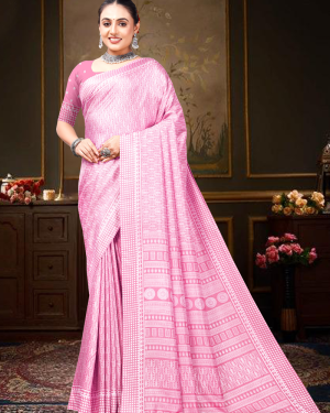 Katrela Women’s Pale Magnetic Pink and Pale Red Soft Silk Cotton Saree With Blouse Piece