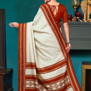 Katrela Women’s teagreen with orange brown lining Soft Silk Cotton Saree With Blouse Piece