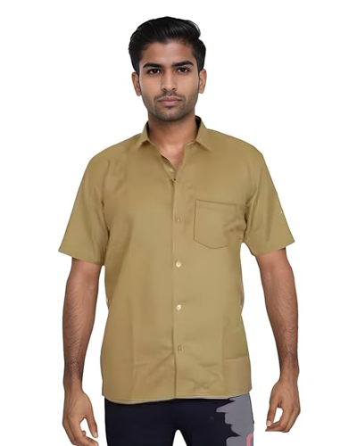 Men Khaki Color Shirts haff Sleeves Workers Duty Drivers Shirts Comfortable Wear for Men