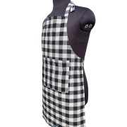 GLUN Waterproof Unisex Kitchen Checkered Design Apron with 2 Front Centre Pocket With Adjustable Neck Strap (Pack Of 2)