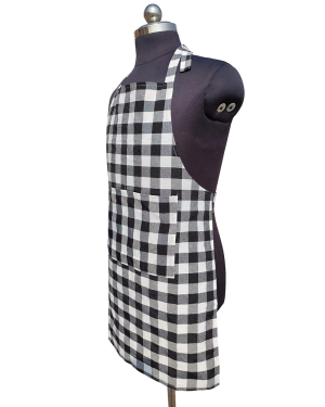GLUN Waterproof Unisex Kitchen Checkered Design Apron with 2 Front Centre Pocket With Adjustable Neck Strap (Pack Of 2)